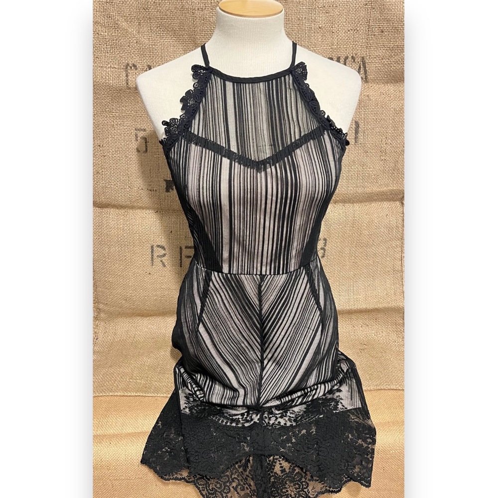 Soieblu Lace Overlay Black Dress size Medium